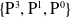 StartSet normal upper P cubed comma normal upper P Superscript 1 Baseline comma normal upper P Superscript 0 Baseline EndSet