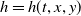 h equals h left parenthesis t comma x comma y right parenthesis