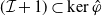 left parenthesis script upper I plus 1 right parenthesis subset of kernel ModifyingAbove phi With caret