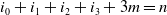 i 0 plus i 1 plus i 2 plus i 3 plus 3 m equals n