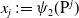 x Subscript j Baseline colon equals psi 2 left parenthesis normal upper P Superscript j Baseline right parenthesis