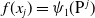 f left parenthesis x Subscript j Baseline right parenthesis equals psi 1 left parenthesis normal upper P Superscript j Baseline right parenthesis