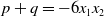 p plus q equals minus 6 x 1 x 2