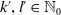 k prime comma l prime element of double struck upper N 0