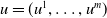 u equals left parenthesis u Superscript 1 Baseline comma ellipsis comma u Superscript m Baseline right parenthesis