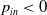 p Subscript i n Baseline less than 0