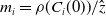 m Subscript i Baseline equals rho left parenthesis upper C Subscript i Baseline left parenthesis 0 right parenthesis right parenthesis divided by ModifyingAbove z With caret