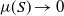 mu left parenthesis upper S right parenthesis right arrow 0