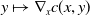 y right arrow from bar nabla Subscript x Baseline c left parenthesis x comma y right parenthesis