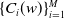 left brace upper C Subscript i Baseline left parenthesis w right parenthesis right brace Subscript i equals 1 Superscript upper M