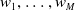 w 1 comma ellipsis comma w Subscript upper M Baseline