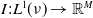 upper I colon upper L Superscript 1 Baseline left parenthesis nu right parenthesis right arrow double struck upper R Superscript upper M