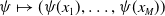 psi right arrow from bar left parenthesis psi left parenthesis x 1 right parenthesis comma ellipsis comma psi left parenthesis x Subscript upper M Baseline right parenthesis right parenthesis