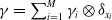 gamma equals sigma summation Underscript i equals 1 Overscript upper M Endscripts gamma Subscript i Baseline circled times delta Subscript x Sub Subscript i