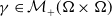 gamma element of script upper M Subscript plus Baseline left parenthesis normal upper Omega times normal upper Omega right parenthesis