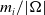 m Subscript i Baseline divided by StartAbsoluteValue normal upper Omega EndAbsoluteValue