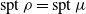 s p t rho equals s p t mu