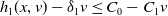 h 1 left parenthesis x comma v right parenthesis minus delta 1 v less than or equals upper C 0 minus upper C 1 v