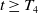 t greater than or equals upper T 4