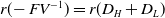 r left parenthesis minus upper F upper V Superscript negative 1 Baseline right parenthesis equals r left parenthesis upper D Subscript upper H Baseline plus upper D Subscript upper L Baseline right parenthesis