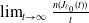 limit Underscript t right arrow normal infinity Endscripts StartFraction n left parenthesis upper J Subscript epsilon 0 Baseline left parenthesis t right parenthesis right parenthesis Over t EndFraction