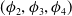 left parenthesis phi 2 comma phi 3 comma phi 4 right parenthesis