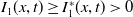 upper I 1 left parenthesis x comma t right parenthesis greater than or equals upper I 1 Superscript asterisk Baseline left parenthesis x comma t right parenthesis greater than 0