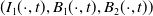 left parenthesis upper I 1 left parenthesis dot comma t right parenthesis comma upper B 1 left parenthesis dot comma t right parenthesis comma upper B 2 left parenthesis dot comma t right parenthesis right parenthesis