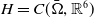 upper H equals upper C left parenthesis normal upper Omega overbar comma double struck upper R Superscript 6 Baseline right parenthesis