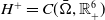 upper H Superscript plus Baseline equals upper C left parenthesis normal upper Omega overbar comma double struck upper R Subscript plus Superscript 6 Baseline right parenthesis
