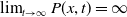 limit Underscript t right arrow normal infinity Endscripts upper P left parenthesis x comma t right parenthesis equals normal infinity