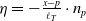 eta equals minus StartFraction x minus p Over script l Subscript upper T Baseline EndFraction dot n Subscript p