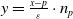 y equals StartFraction x minus p Over epsilon EndFraction dot n Subscript p