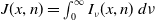 upper J left parenthesis x comma n right parenthesis equals integral Subscript 0 Superscript normal infinity Baseline upper I Subscript nu Baseline left parenthesis x comma n right parenthesis d nu