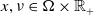 x comma nu element of normal upper Omega times double struck upper R Subscript plus Baseline