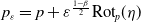 p Subscript epsilon Baseline equals p plus epsilon Superscript StartFraction 1 minus beta Over 2 EndFraction Baseline Rot Subscript p Baseline left parenthesis eta right parenthesis
