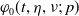 phi 0 left parenthesis t comma eta comma nu semicolon p right parenthesis