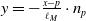 y equals minus StartFraction x minus p Over script l Subscript upper M Baseline EndFraction dot n Subscript p