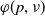 phi left parenthesis p comma nu right parenthesis