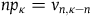 n p Subscript kappa Baseline equals v Subscript n comma kappa minus n
