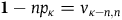 bold 1 minus n p Subscript kappa Baseline equals v Subscript kappa minus n comma n
