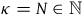 kappa equals upper N element of double struck upper N