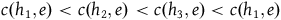 c left parenthesis h 1 comma e right parenthesis less than c left parenthesis h 2 comma e right parenthesis less than c left parenthesis h 3 comma e right parenthesis less than c left parenthesis h 1 comma e right parenthesis