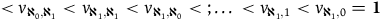 less than v Subscript normal first transfinite cardinal 0 comma normal first transfinite cardinal 1 Baseline less than v Subscript normal first transfinite cardinal 1 comma normal first transfinite cardinal 1 Baseline less than v Subscript normal first transfinite cardinal 1 comma normal first transfinite cardinal 0 Baseline less than semicolon ellipsis less than v Subscript normal first transfinite cardinal 1 comma 1 Baseline less than v Subscript normal first transfinite cardinal 1 comma 0 Baseline equals bold 1