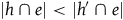 StartAbsoluteValue h intersection e EndAbsoluteValue less than StartAbsoluteValue h prime intersection e EndAbsoluteValue