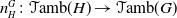n Subscript upper H Superscript upper G Baseline colon script upper T amb left parenthesis upper H right parenthesis right arrow script upper T amb left parenthesis upper G right parenthesis