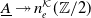 upper A underbar two headed right arrow n Subscript e Superscript script upper K Baseline left parenthesis double struck upper Z divided by 2 right parenthesis