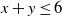 x plus y less than or equals 6