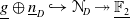 g underbar circled plus n underbar Subscript upper D Baseline right arrow with hook bold script upper N Subscript upper D Baseline two headed right arrow double struck upper F 2 underbar