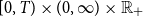 left bracket 0 comma upper T right parenthesis times left parenthesis 0 comma normal infinity right parenthesis times double struck upper R Subscript plus